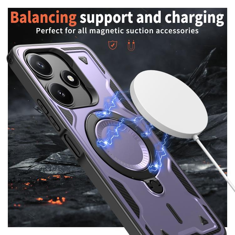 For Xiaomi Poco M6 Pro 5G PC Hybrid TPU Armor MagSafe Ring Holder Phone Case