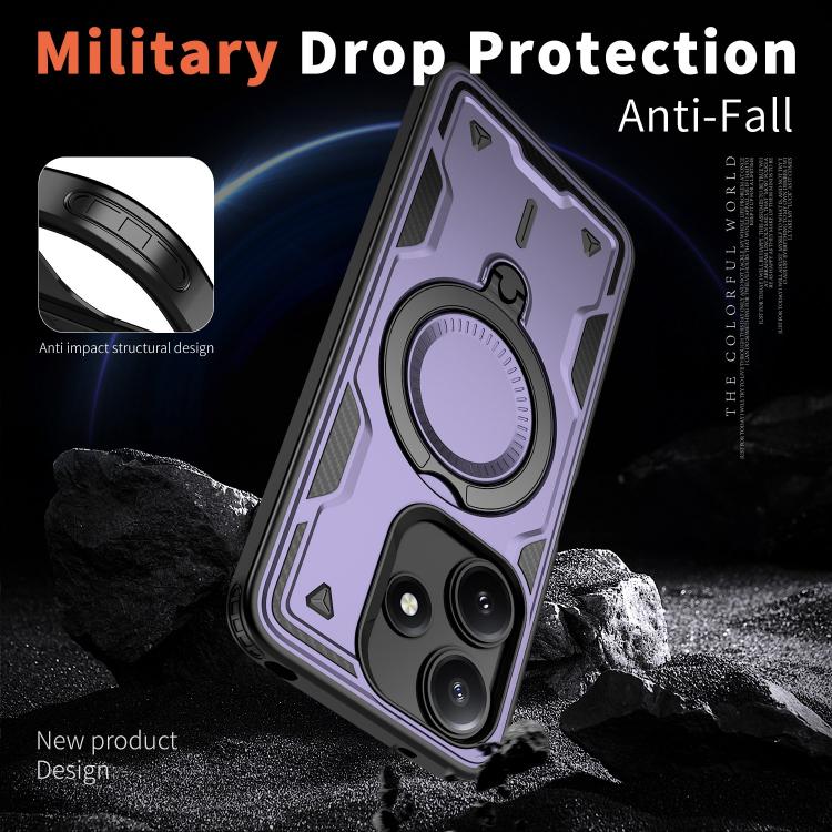 For Xiaomi Poco M6 Pro 5G PC Hybrid TPU Armor MagSafe Ring Holder Phone Case