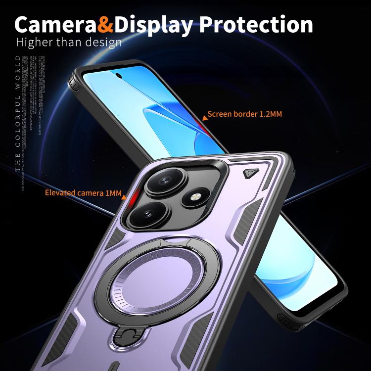 For Xiaomi Poco M6 Pro 5G PC Hybrid TPU Armor MagSafe Ring Holder Phone Case