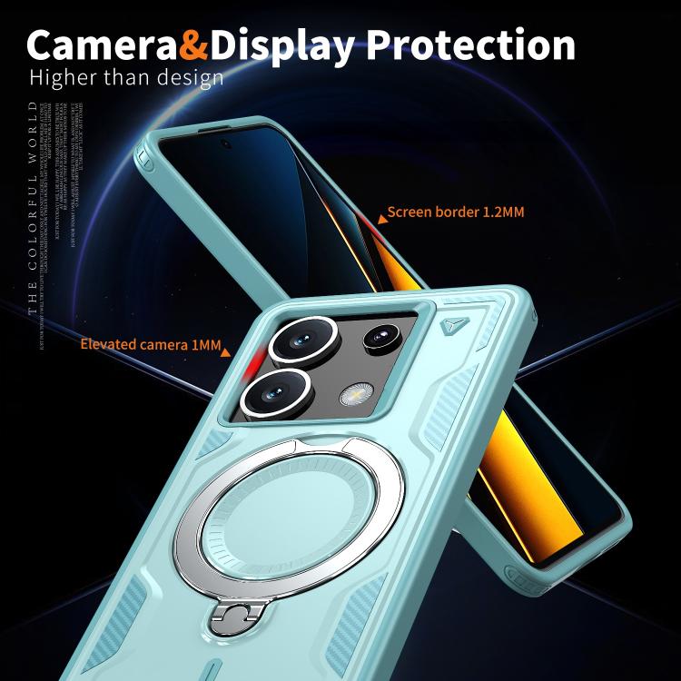 For Xiaomi Poco X6 PC Hybrid TPU Armor MagSafe Ring Holder Phone Case