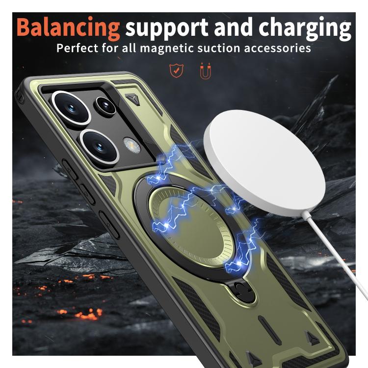 For Xiaomi Poco X6 PC Hybrid TPU Armor MagSafe Ring Holder Phone Case