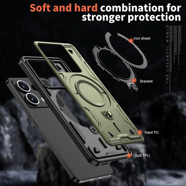 For Xiaomi Poco X6 PC Hybrid TPU Armor MagSafe Ring Holder Phone Case