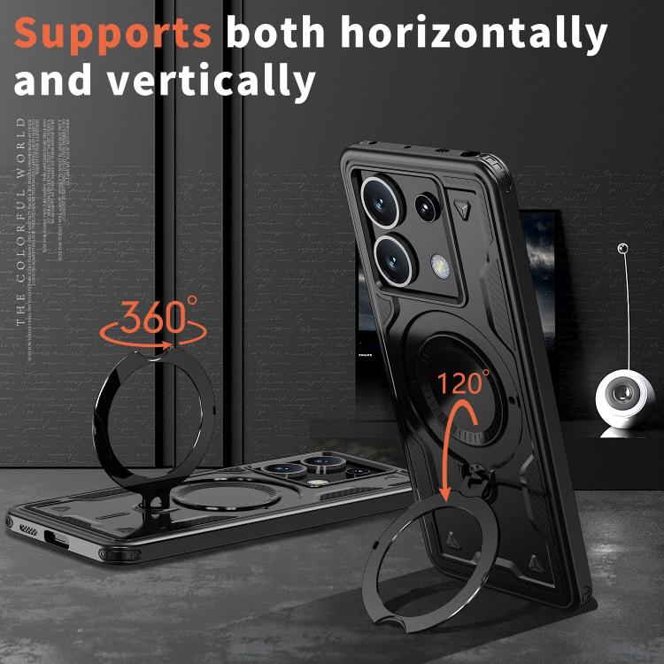 For Xiaomi Poco X6 PC Hybrid TPU Armor MagSafe Ring Holder Phone Case