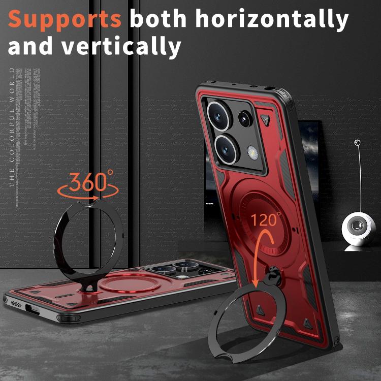 For Xiaomi Poco X6 PC Hybrid TPU Armor MagSafe Ring Holder Phone Case