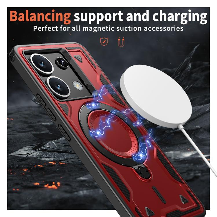 For Xiaomi Poco X6 PC Hybrid TPU Armor MagSafe Ring Holder Phone Case