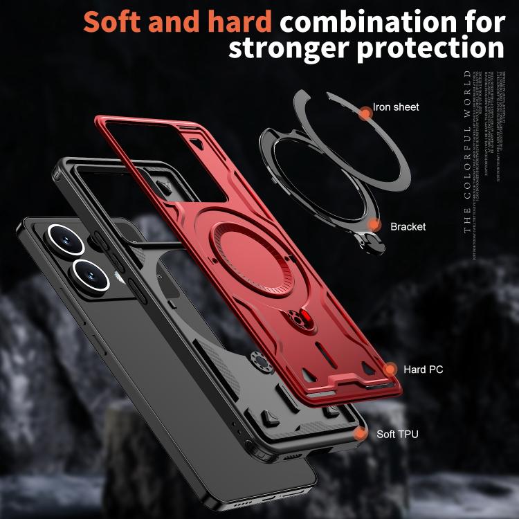 For Xiaomi Poco X6 PC Hybrid TPU Armor MagSafe Ring Holder Phone Case