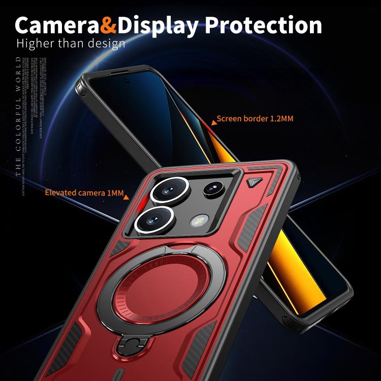 For Xiaomi Poco X6 PC Hybrid TPU Armor MagSafe Ring Holder Phone Case