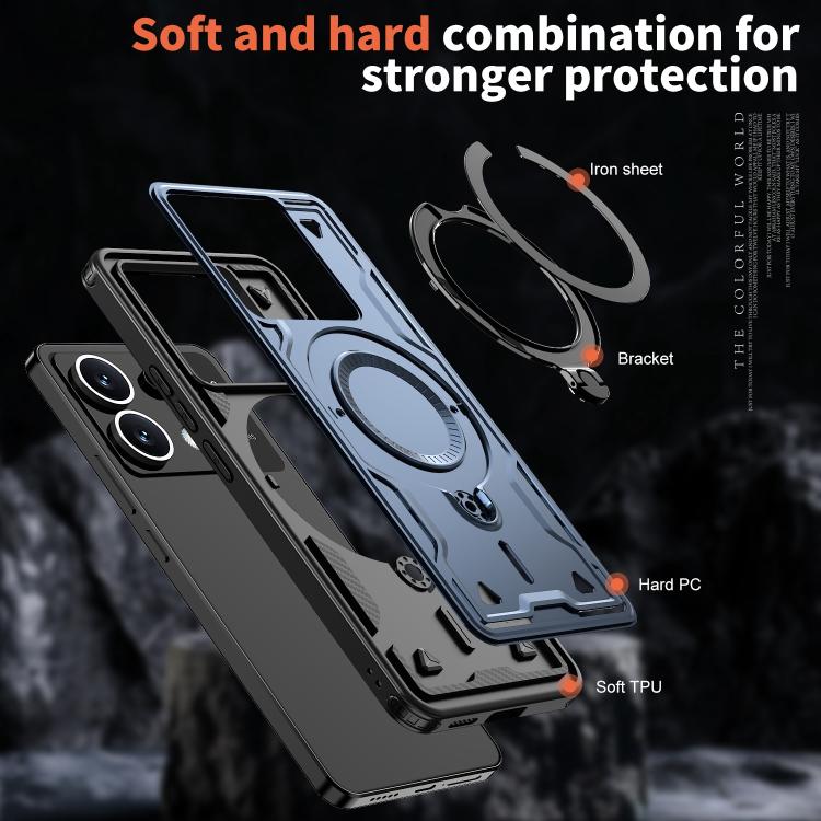 For Xiaomi Poco X6 PC Hybrid TPU Armor MagSafe Ring Holder Phone Case