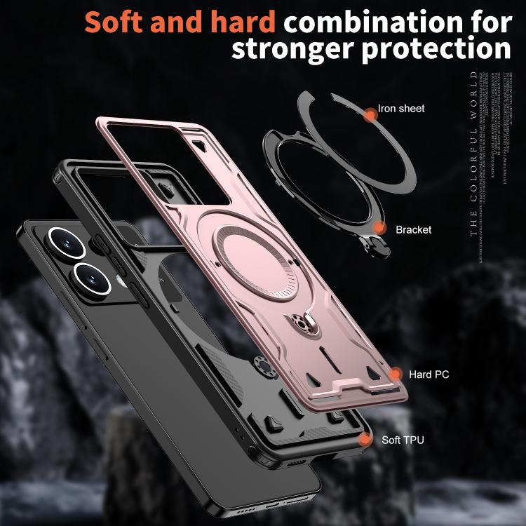 For Xiaomi Poco X6 PC Hybrid TPU Armor MagSafe Ring Holder Phone Case