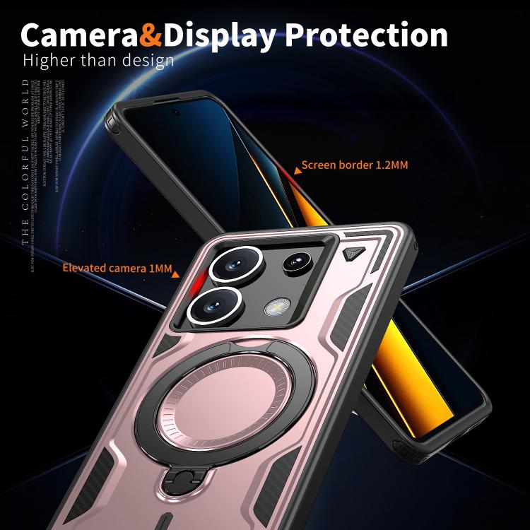 For Xiaomi Poco X6 PC Hybrid TPU Armor MagSafe Ring Holder Phone Case