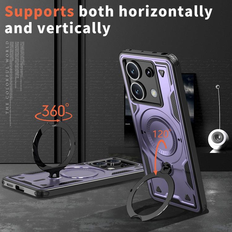 For Xiaomi Poco X6 PC Hybrid TPU Armor MagSafe Ring Holder Phone Case