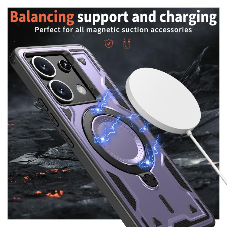 For Xiaomi Poco X6 PC Hybrid TPU Armor MagSafe Ring Holder Phone Case