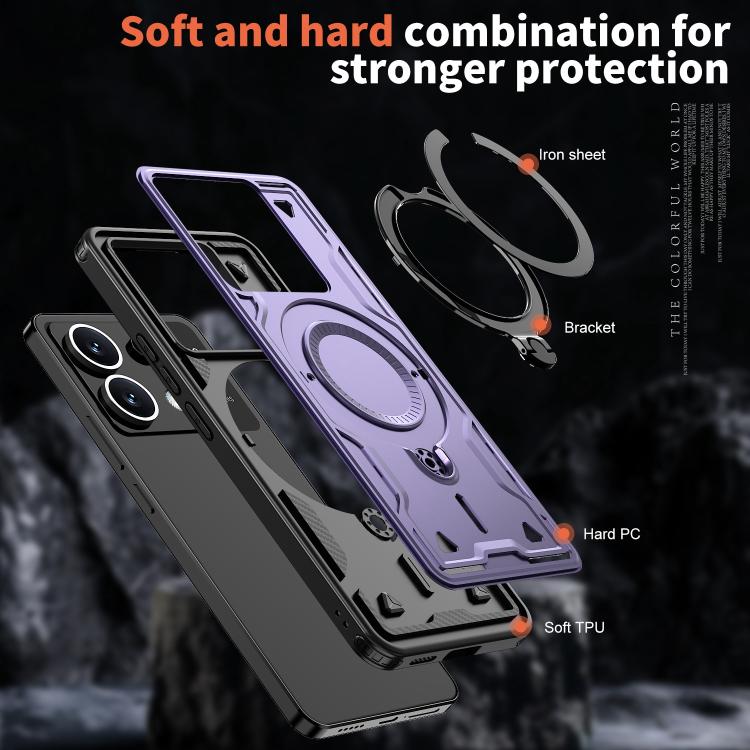 For Xiaomi Poco X6 PC Hybrid TPU Armor MagSafe Ring Holder Phone Case