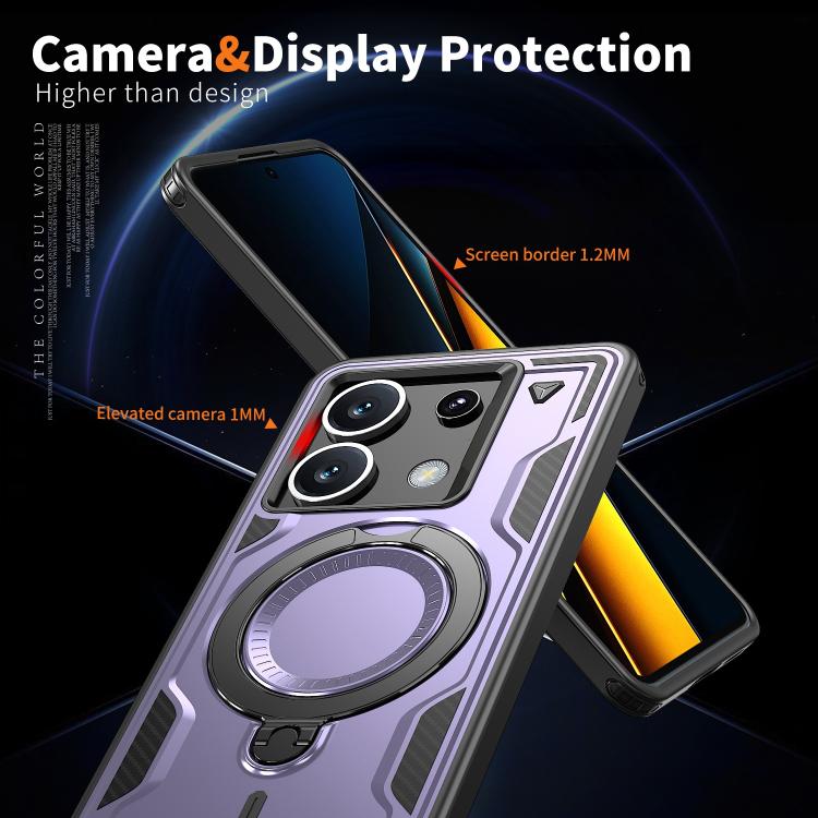 For Xiaomi Poco X6 PC Hybrid TPU Armor MagSafe Ring Holder Phone Case