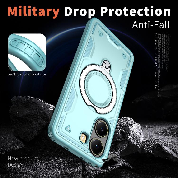 For Xiaomi Poco X7 Pro 5G PC Hybrid TPU Armor MagSafe Ring Holder Phone Case