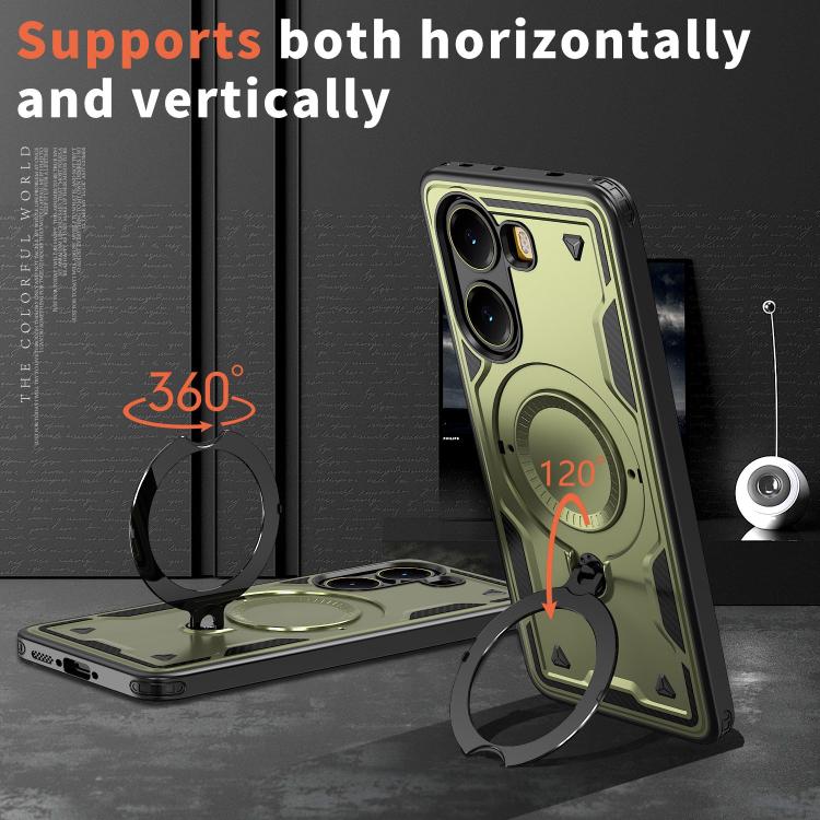For Xiaomi Poco X7 Pro 5G PC Hybrid TPU Armor MagSafe Ring Holder Phone Case