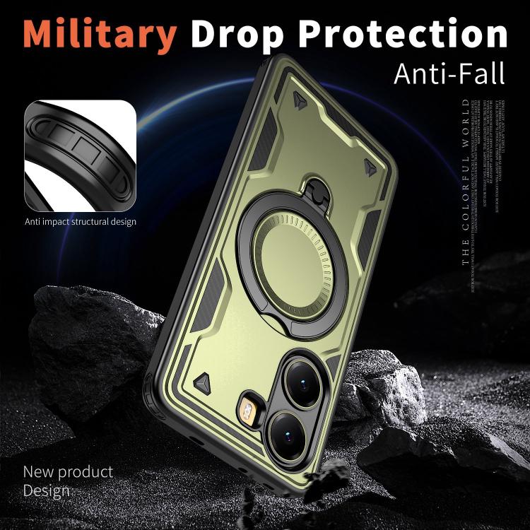 For Xiaomi Poco X7 Pro 5G PC Hybrid TPU Armor MagSafe Ring Holder Phone Case
