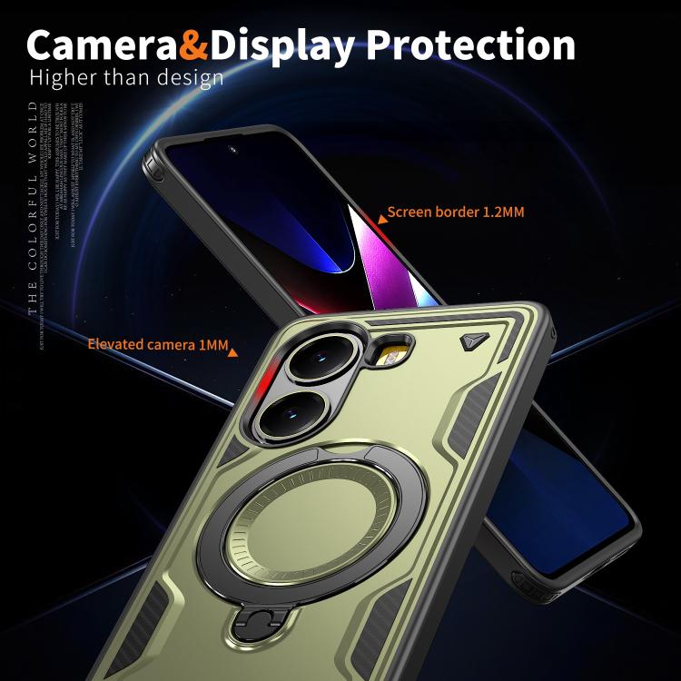 For Xiaomi Poco X7 Pro 5G PC Hybrid TPU Armor MagSafe Ring Holder Phone Case
