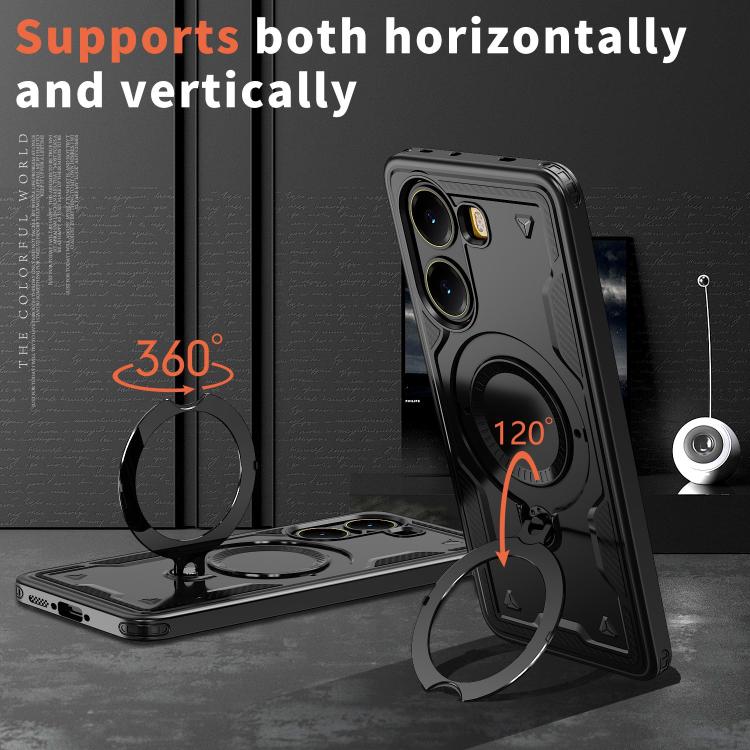 For Xiaomi Poco X7 Pro 5G PC Hybrid TPU Armor MagSafe Ring Holder Phone Case