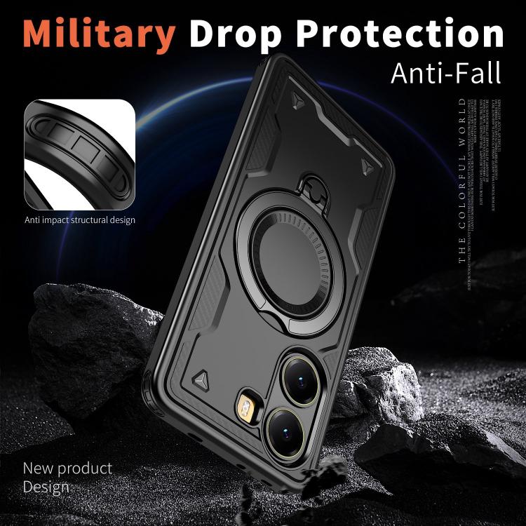 For Xiaomi Poco X7 Pro 5G PC Hybrid TPU Armor MagSafe Ring Holder Phone Case