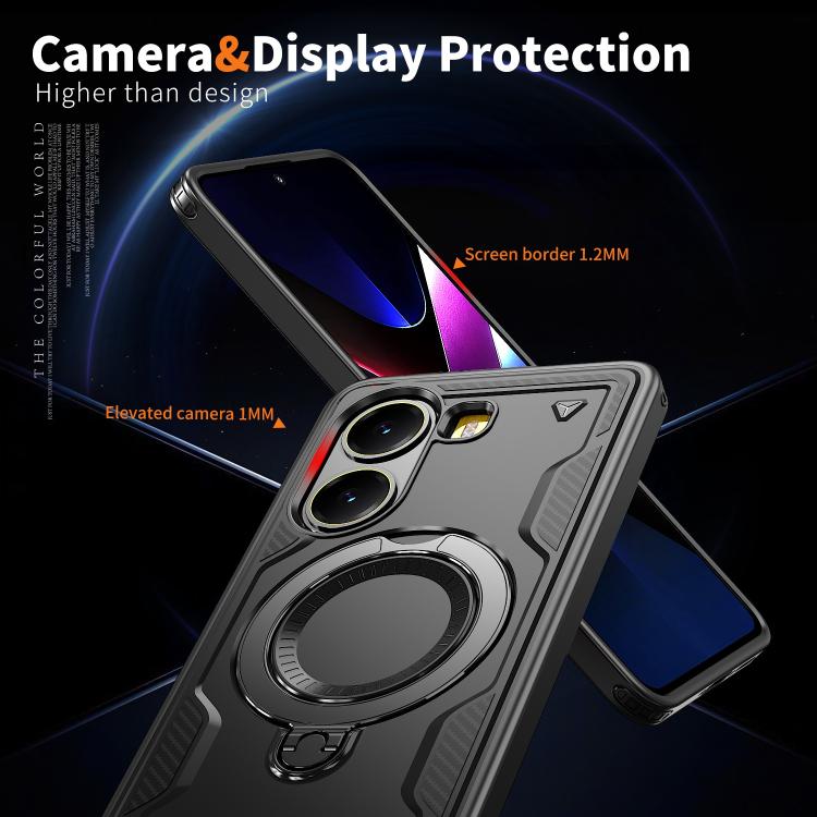 For Xiaomi Poco X7 Pro 5G PC Hybrid TPU Armor MagSafe Ring Holder Phone Case