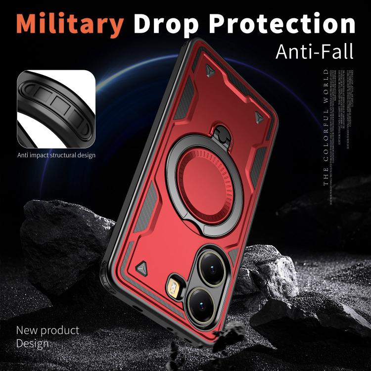 For Xiaomi Poco X7 Pro 5G PC Hybrid TPU Armor MagSafe Ring Holder Phone Case