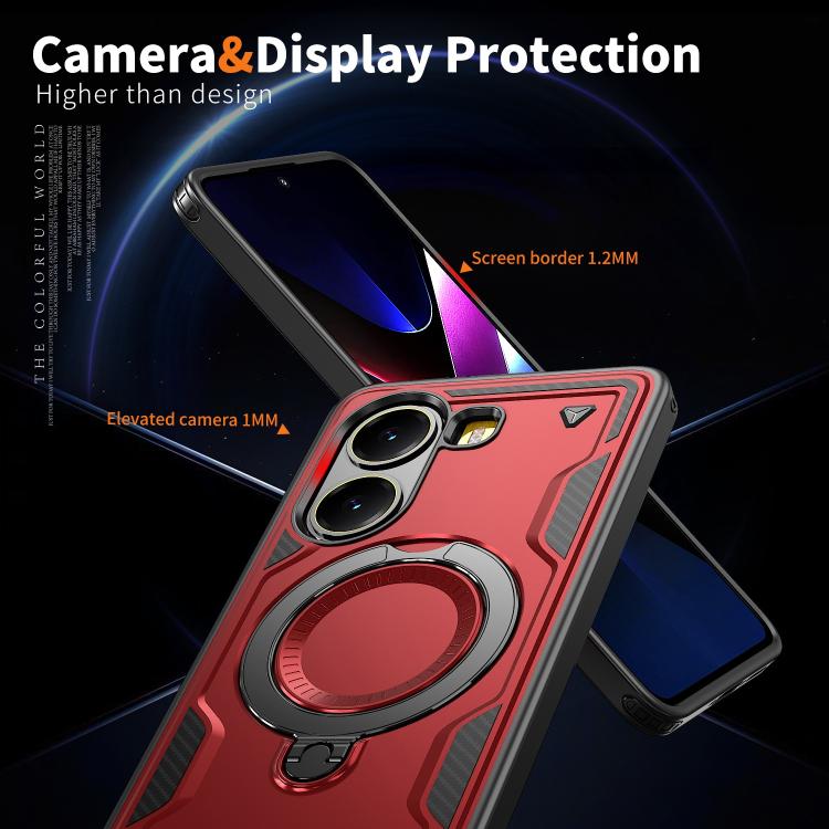 For Xiaomi Poco X7 Pro 5G PC Hybrid TPU Armor MagSafe Ring Holder Phone Case