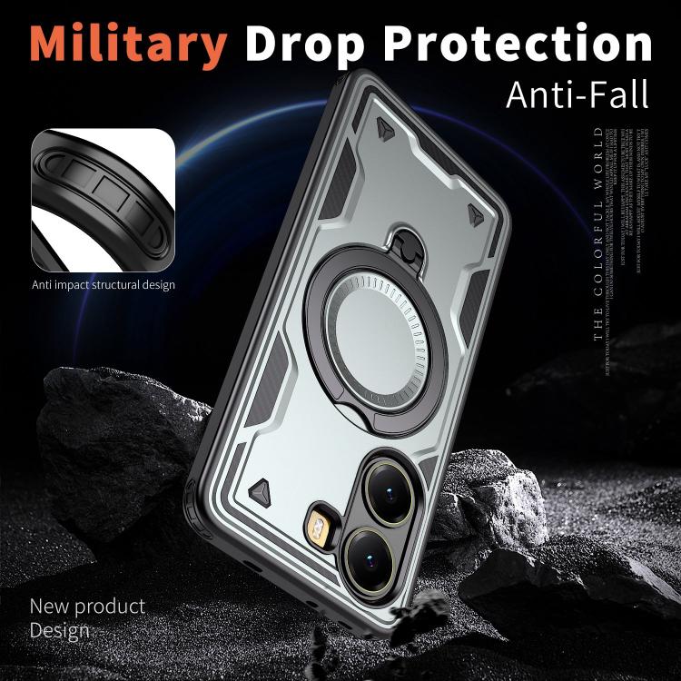 For Xiaomi Poco X7 Pro 5G PC Hybrid TPU Armor MagSafe Ring Holder Phone Case