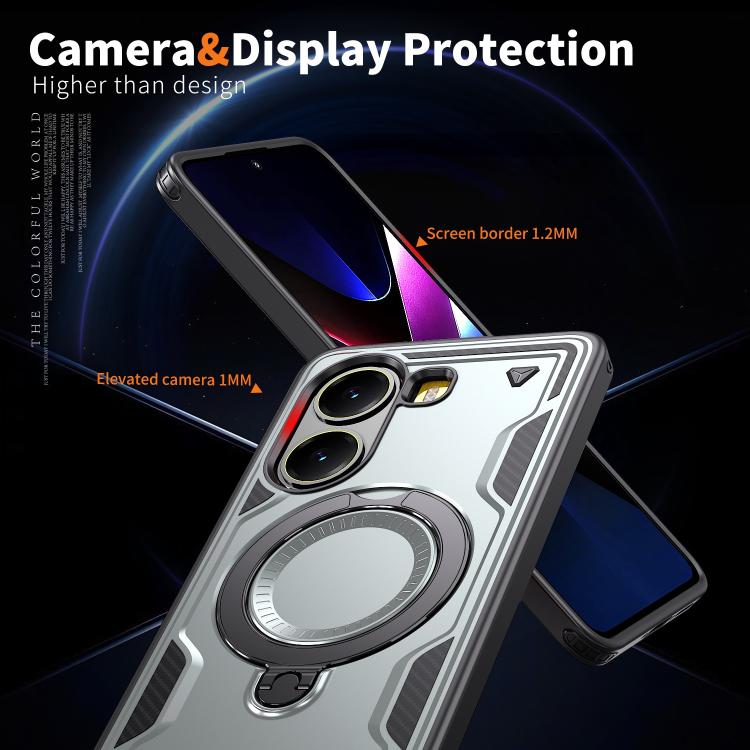 For Xiaomi Poco X7 Pro 5G PC Hybrid TPU Armor MagSafe Ring Holder Phone Case