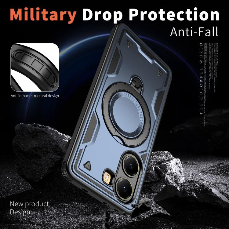 For Xiaomi Poco X7 Pro 5G PC Hybrid TPU Armor MagSafe Ring Holder Phone Case
