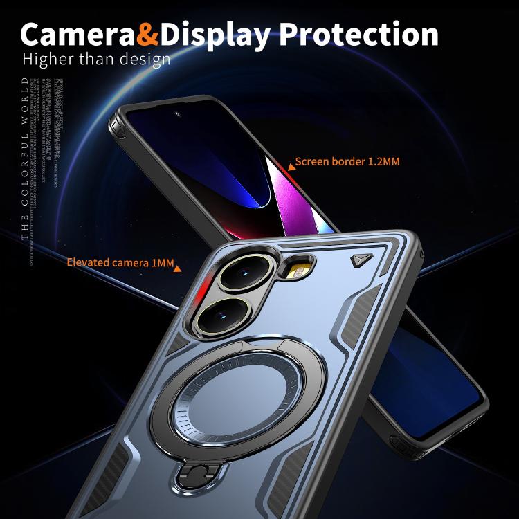 For Xiaomi Poco X7 Pro 5G PC Hybrid TPU Armor MagSafe Ring Holder Phone Case