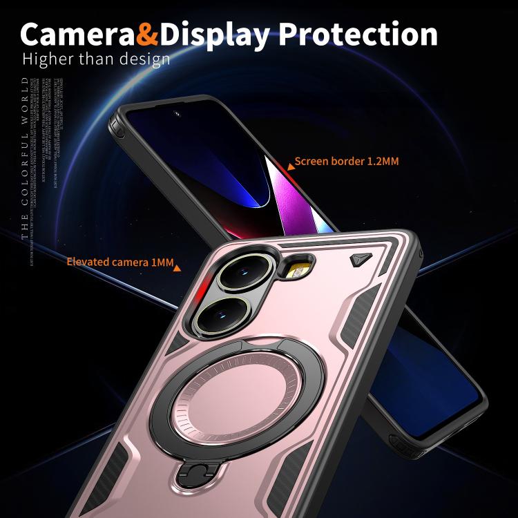 For Xiaomi Poco X7 Pro 5G PC Hybrid TPU Armor MagSafe Ring Holder Phone Case