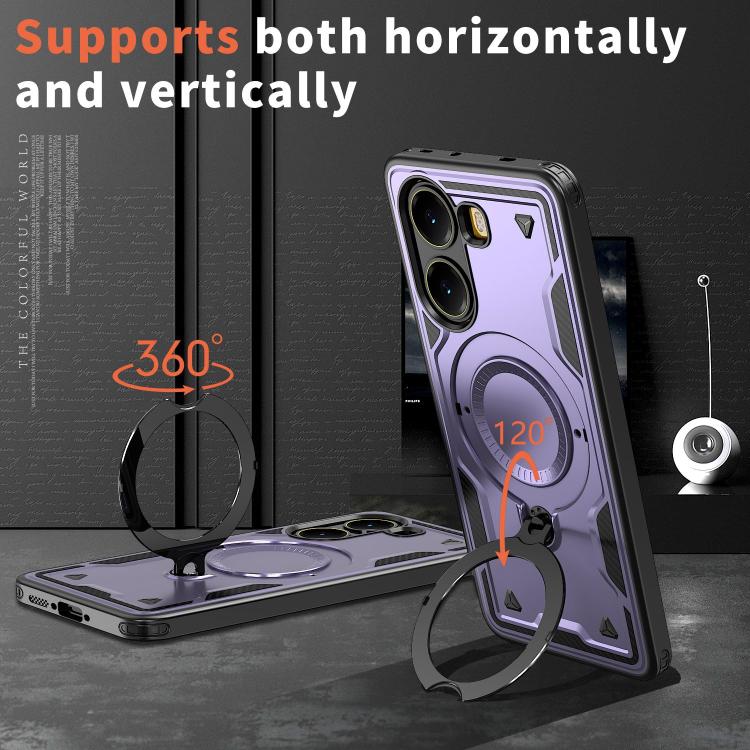 For Xiaomi Poco X7 Pro 5G PC Hybrid TPU Armor MagSafe Ring Holder Phone Case