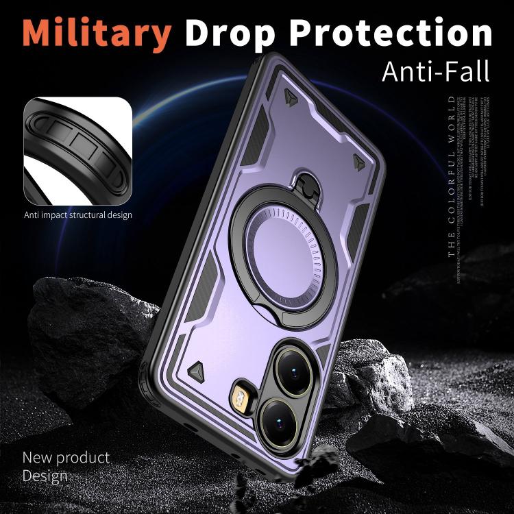 For Xiaomi Poco X7 Pro 5G PC Hybrid TPU Armor MagSafe Ring Holder Phone Case