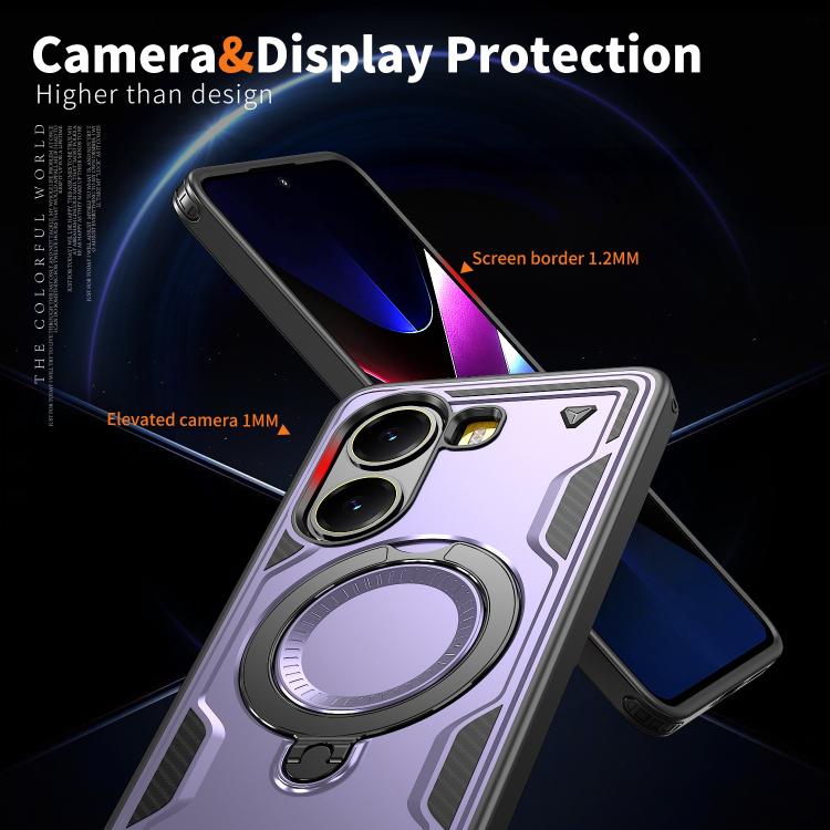 For Xiaomi Poco X7 Pro 5G PC Hybrid TPU Armor MagSafe Ring Holder Phone Case