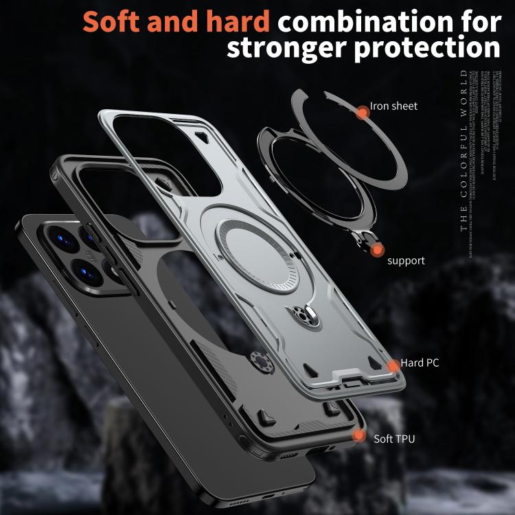 For Xiaomi 15T PC Hybrid TPU Armor MagSafe Ring Holder Phone Case