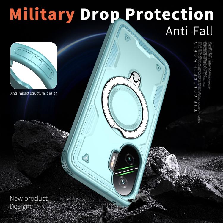 For Xiaomi Poco F7 5G PC Hybrid TPU Armor MagSafe Ring Holder Phone Case