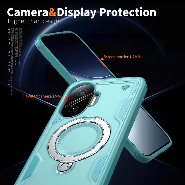For Xiaomi Poco F7 5G PC Hybrid TPU Armor MagSafe Ring Holder Phone Case