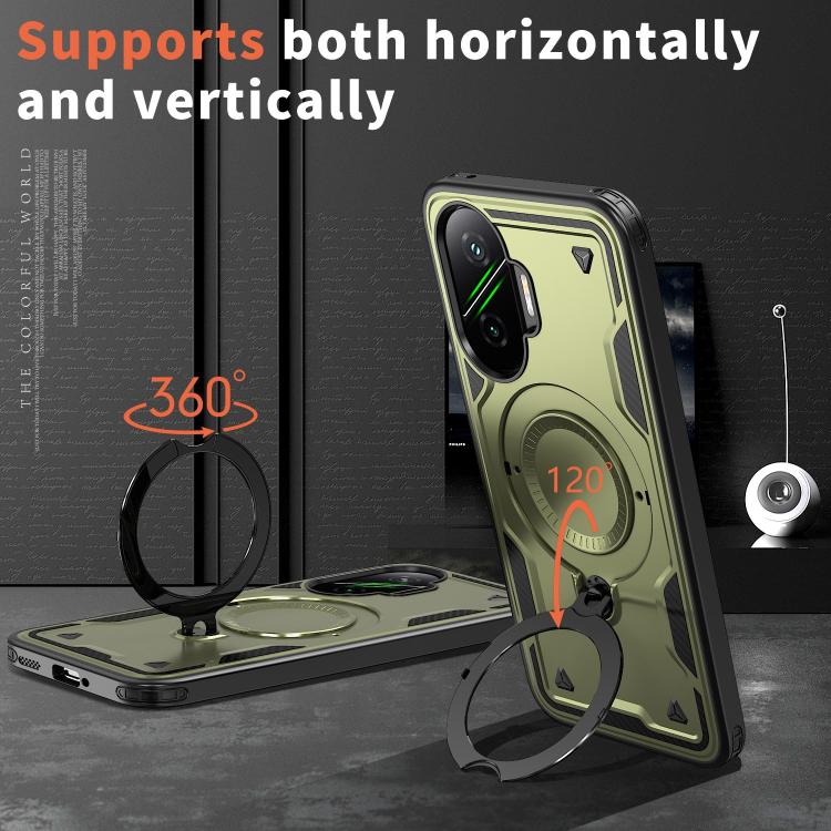 For Xiaomi Poco F7 5G PC Hybrid TPU Armor MagSafe Ring Holder Phone Case
