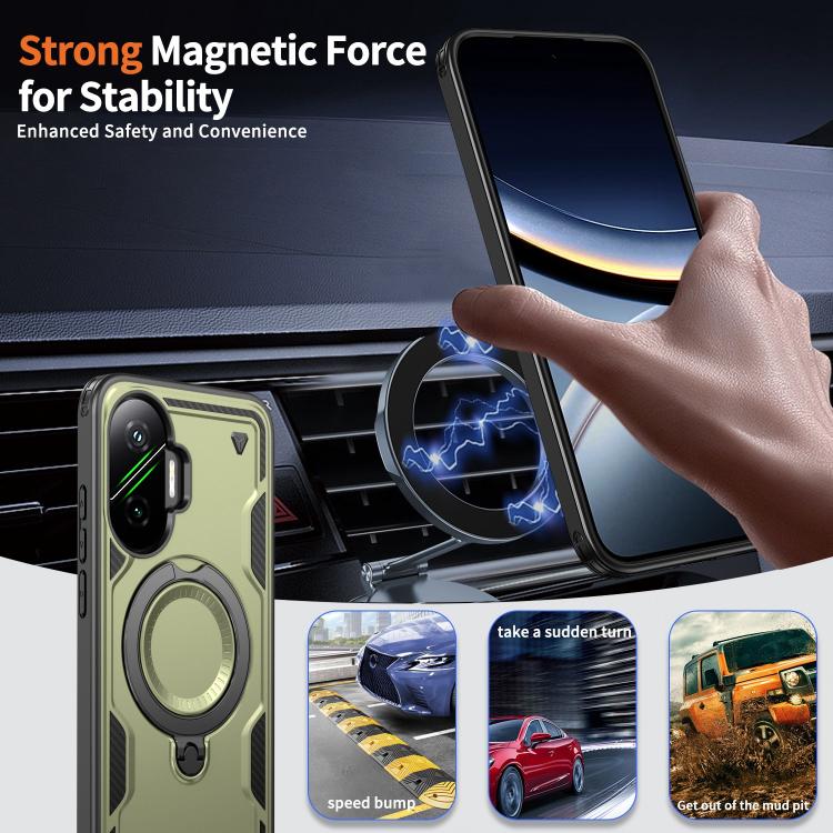 For Xiaomi Poco F7 5G PC Hybrid TPU Armor MagSafe Ring Holder Phone Case