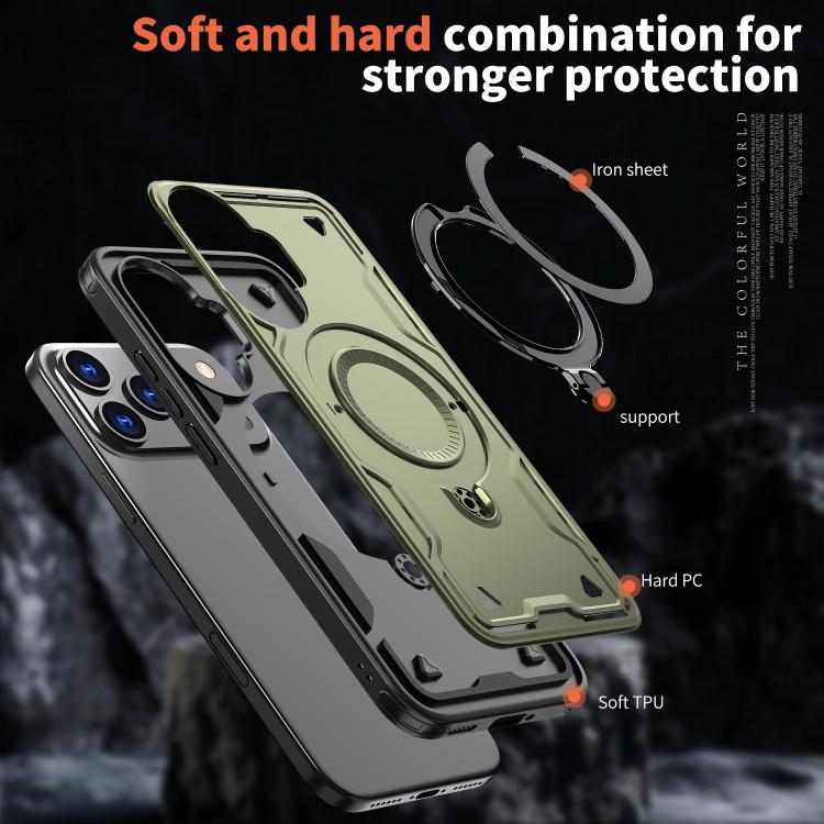 For Xiaomi Poco F7 5G PC Hybrid TPU Armor MagSafe Ring Holder Phone Case