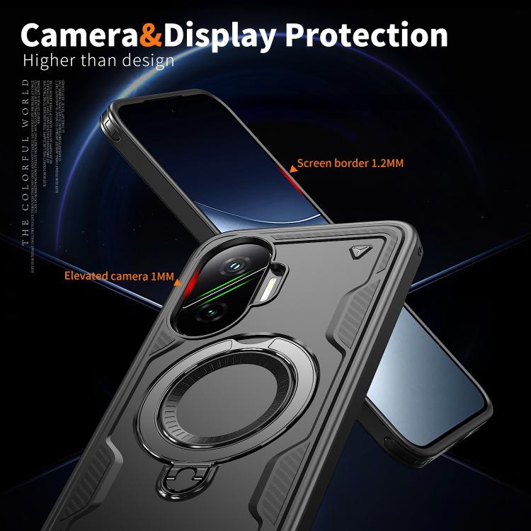 For Xiaomi Poco F7 5G PC Hybrid TPU Armor MagSafe Ring Holder Phone Case