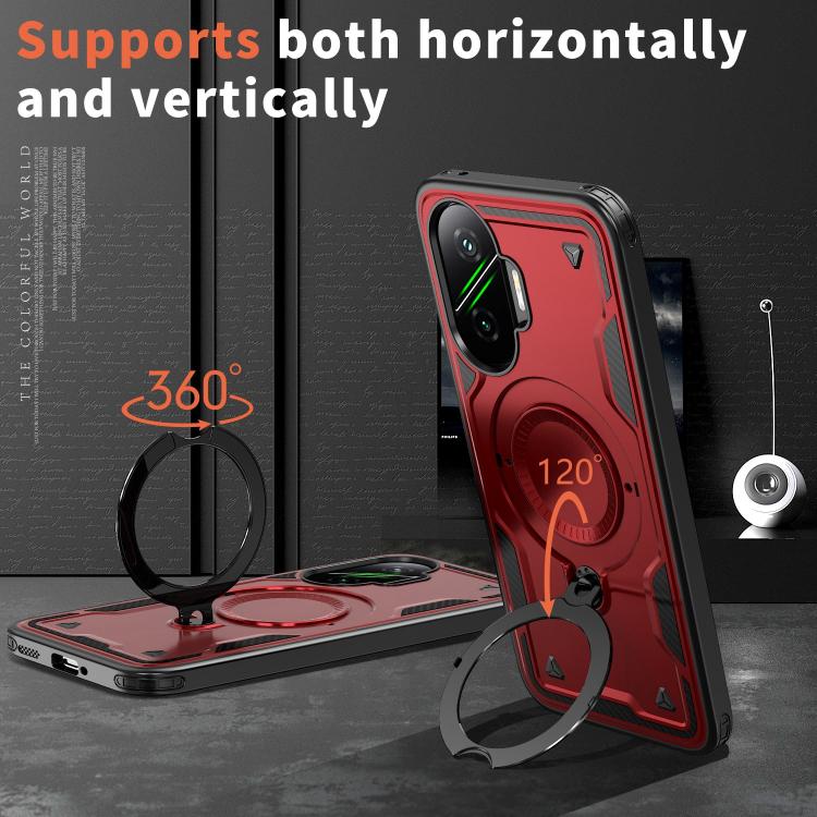 For Xiaomi Poco F7 5G PC Hybrid TPU Armor MagSafe Ring Holder Phone Case
