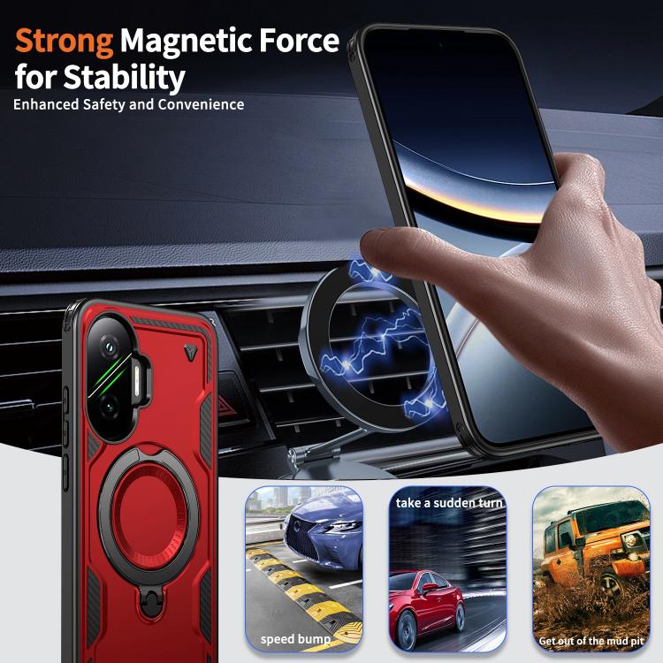 For Xiaomi Poco F7 5G PC Hybrid TPU Armor MagSafe Ring Holder Phone Case