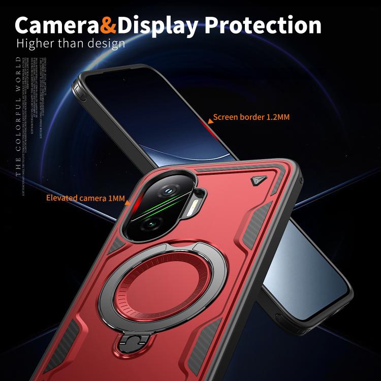 For Xiaomi Poco F7 5G PC Hybrid TPU Armor MagSafe Ring Holder Phone Case