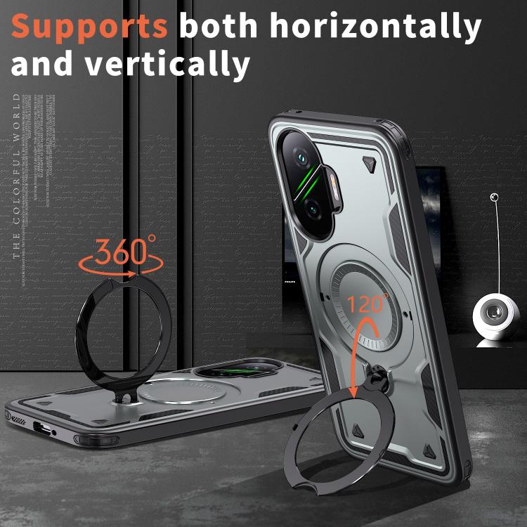 For Xiaomi Poco F7 5G PC Hybrid TPU Armor MagSafe Ring Holder Phone Case
