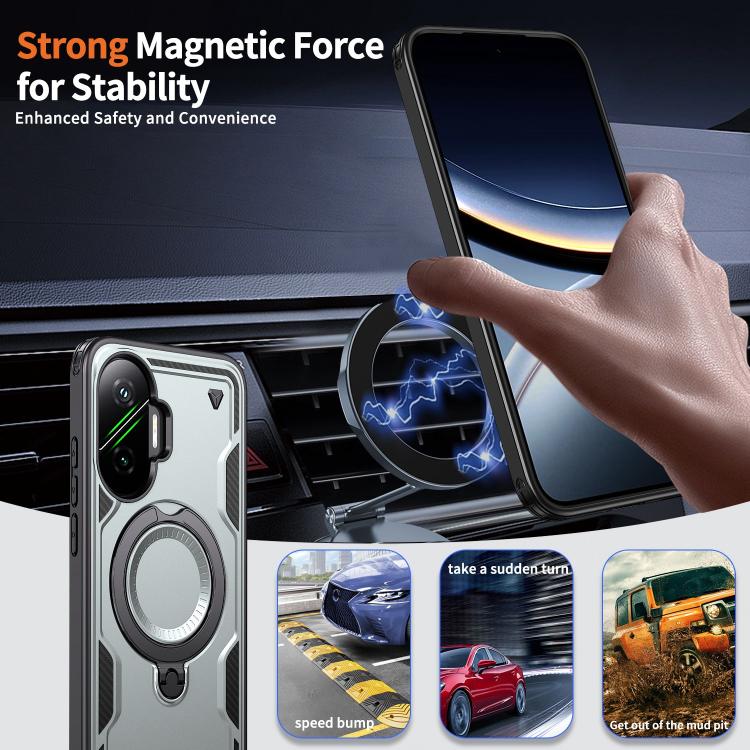 For Xiaomi Poco F7 5G PC Hybrid TPU Armor MagSafe Ring Holder Phone Case