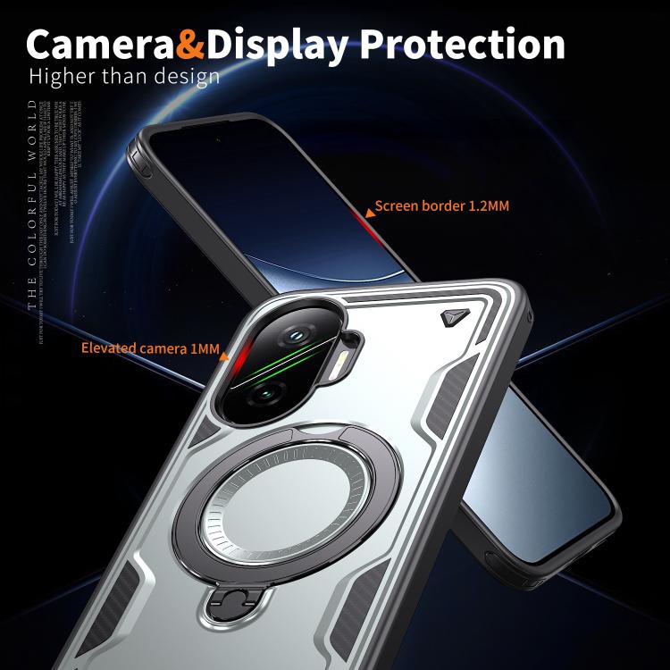 For Xiaomi Poco F7 5G PC Hybrid TPU Armor MagSafe Ring Holder Phone Case