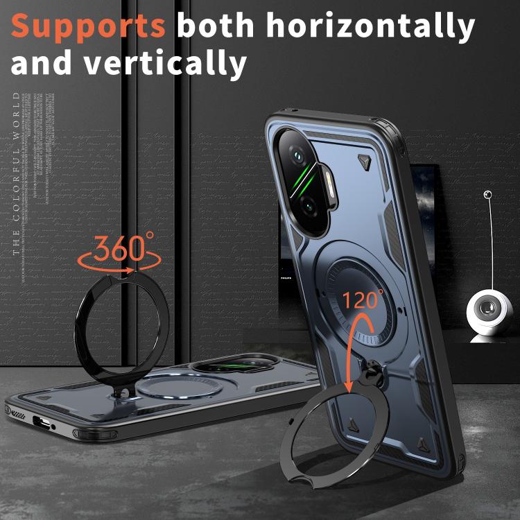 For Xiaomi Poco F7 5G PC Hybrid TPU Armor MagSafe Ring Holder Phone Case