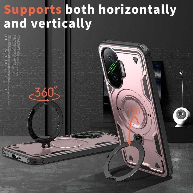 For Xiaomi Poco F7 5G PC Hybrid TPU Armor MagSafe Ring Holder Phone Case